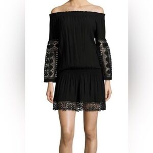 Ramy Brook Lowri off-the-shoulder black lace dress